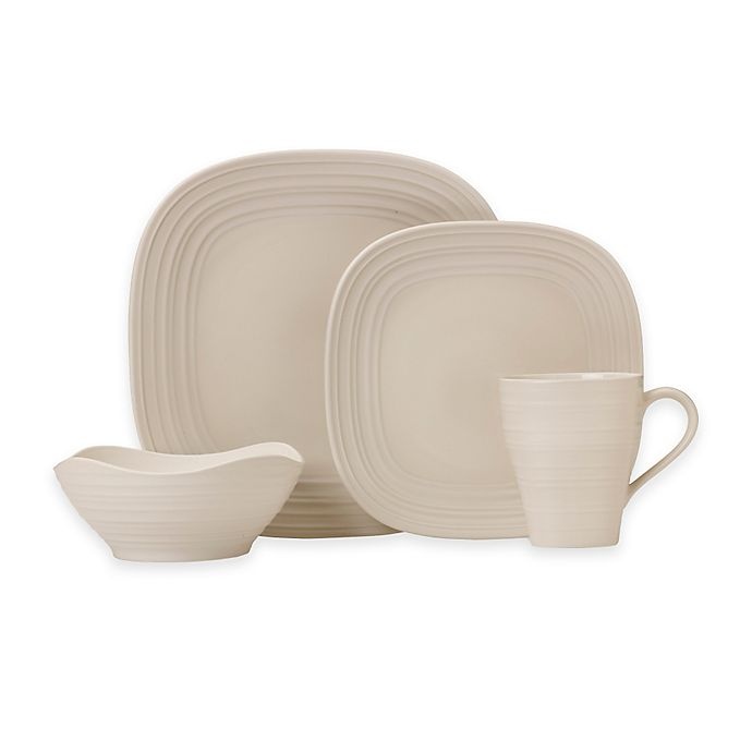 slide 1 of 1, Mikasa Swirl Square Place Setting - Cream, 4 ct