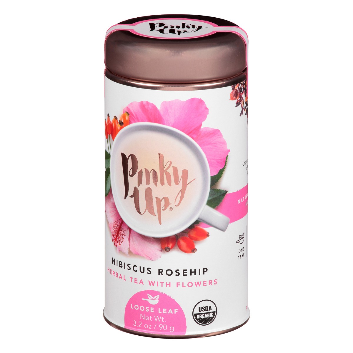 slide 2 of 12, Pinky Up Hibiscus Rosehip Loose Leaf Tea | Herbal Tea, Caffeine Free, Naturally Calorie & Gluten Free | 3.2 Ounce Tin, 25 Servings, 1 ct