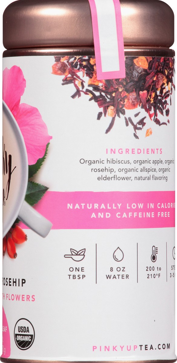 slide 12 of 12, Pinky Up Hibiscus Rosehip Loose Leaf Tea | Herbal Tea, Caffeine Free, Naturally Calorie & Gluten Free | 3.2 Ounce Tin, 25 Servings, 1 ct