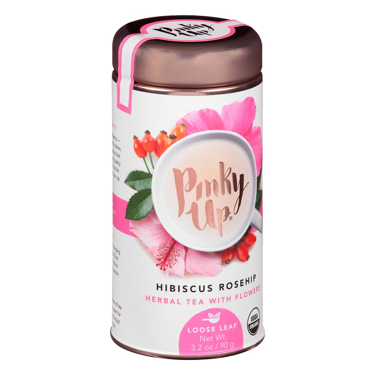 slide 7 of 12, Pinky Up Hibiscus Rosehip Loose Leaf Tea | Herbal Tea, Caffeine Free, Naturally Calorie & Gluten Free | 3.2 Ounce Tin, 25 Servings, 1 ct