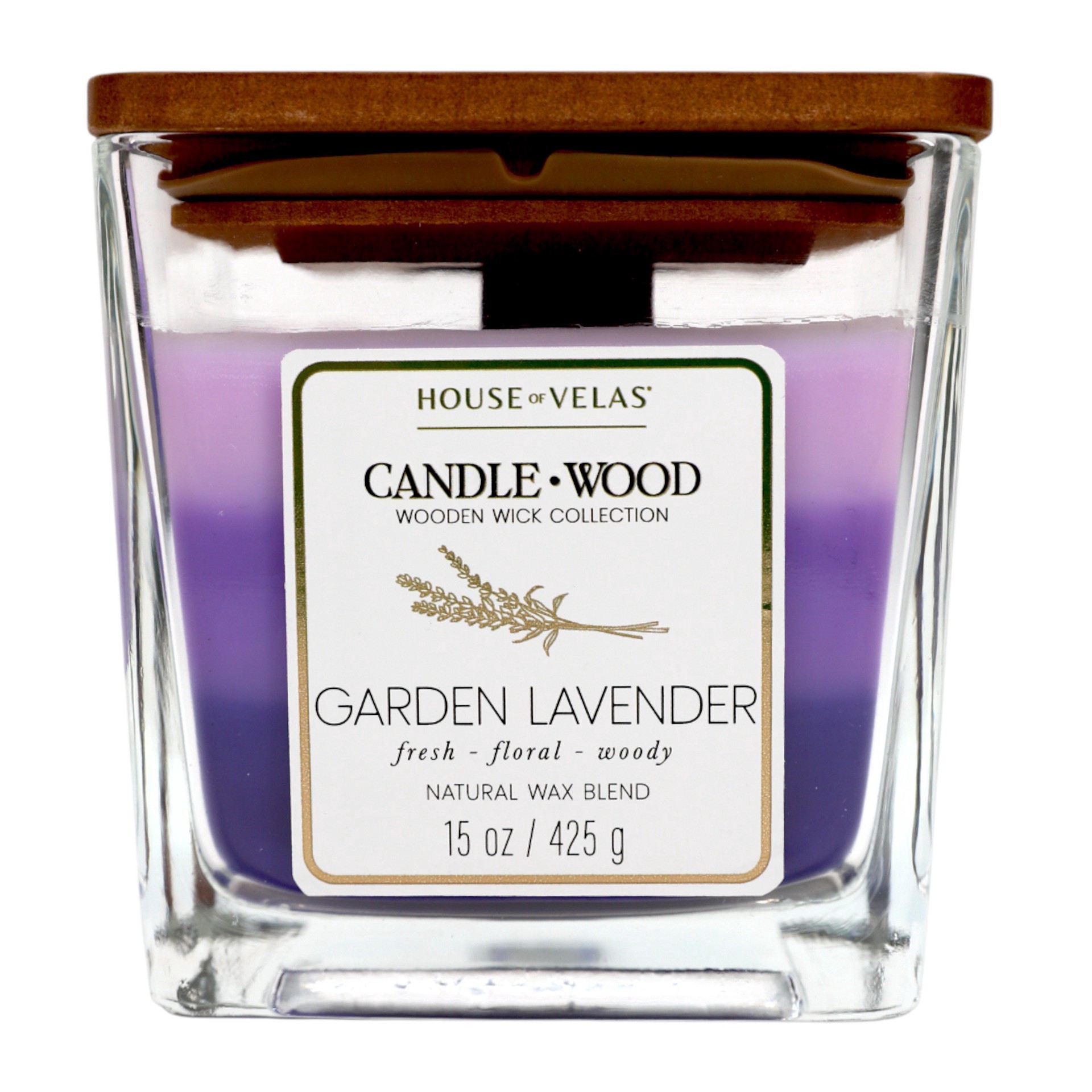 slide 1 of 1, House of Velas Garden Lavender Scented Wooden Wick Candle, 15 oz