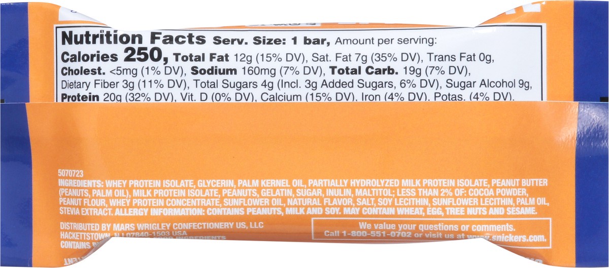 slide 7 of 14, SNICKERS Peanut Butter Hi Protein Bar, 2.0 oz, 2 oz