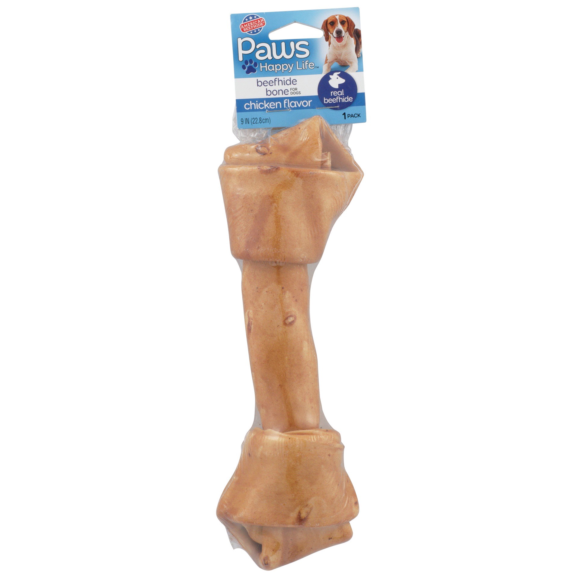 slide 1 of 6, Paws Happy Life Beefhide Bone, 1 ct