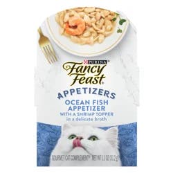 Fancy Feast Purina Fancy Feast Lickable Appetizers Grain Free Wet Cat Food Topper Ocean Fish Appetizer with a Shrimp Cat Food Topper - 1.1 oz. Tray