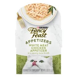 Fancy Feast Purina Fancy Feast Appetizers Grain Free Wet Cat Food Complement White Meat Chicken Appetizer in a Savory Tuna Broth Cat Food Topper - 1.1 oz. Tray