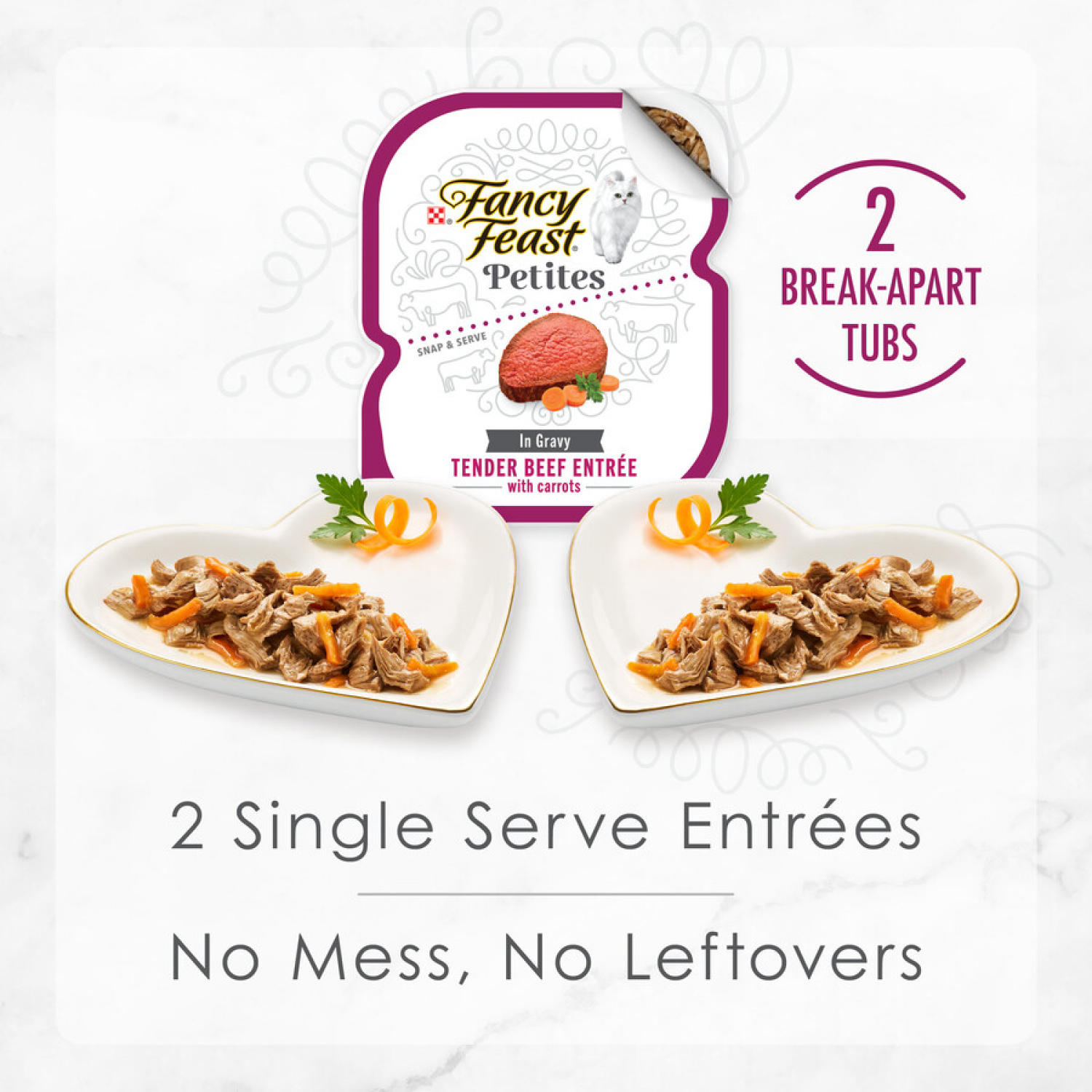 slide 5 of 5, Fancy Feast Purina Fancy Feast Gourmet Gravy Wet Cat Food, Petites Tender Beef With Carrots Entree - 2.8 oz. Tub, 2 ct