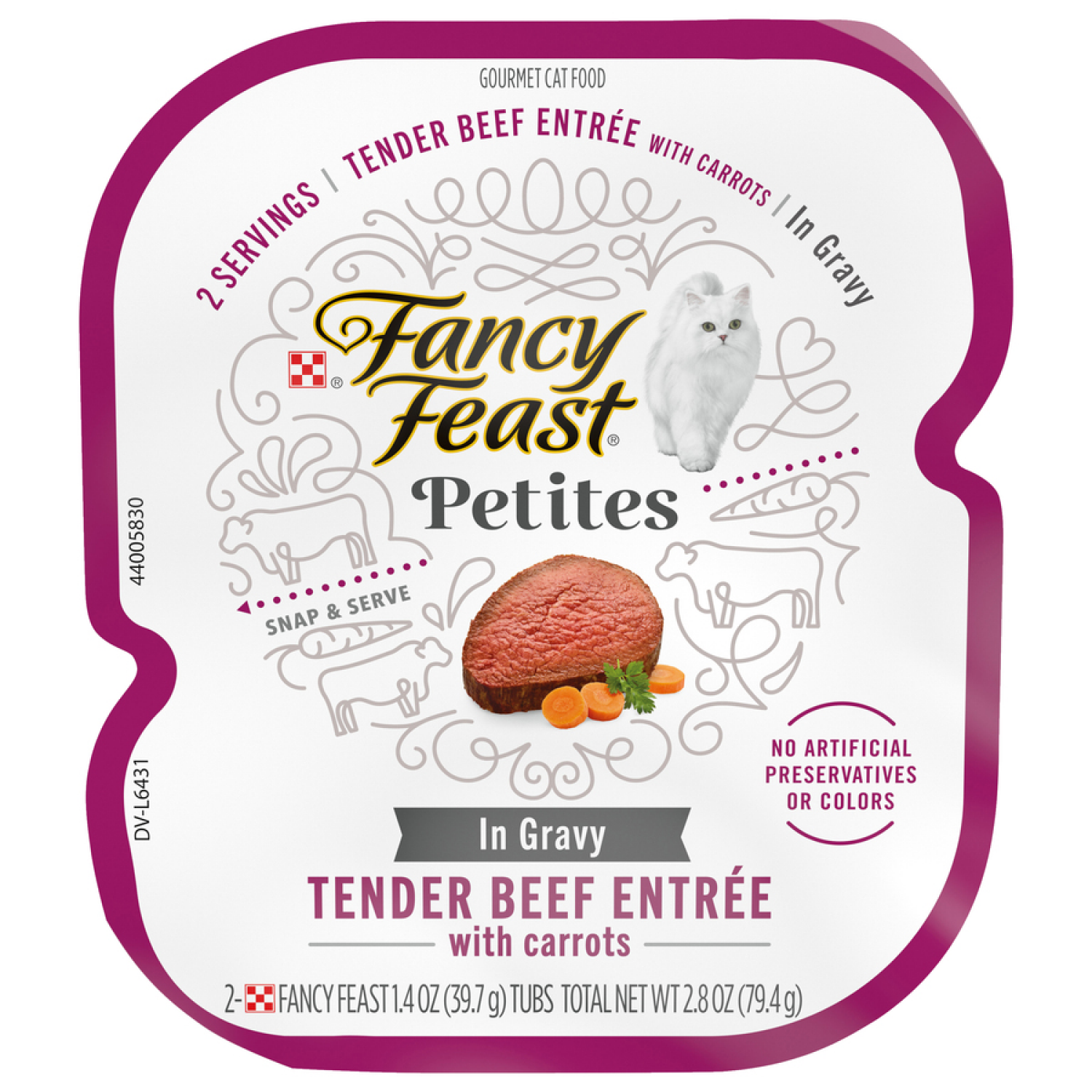 slide 1 of 5, Fancy Feast Purina Fancy Feast Gourmet Gravy Wet Cat Food, Petites Tender Beef With Carrots Entree - 2.8 oz. Tub, 2 ct
