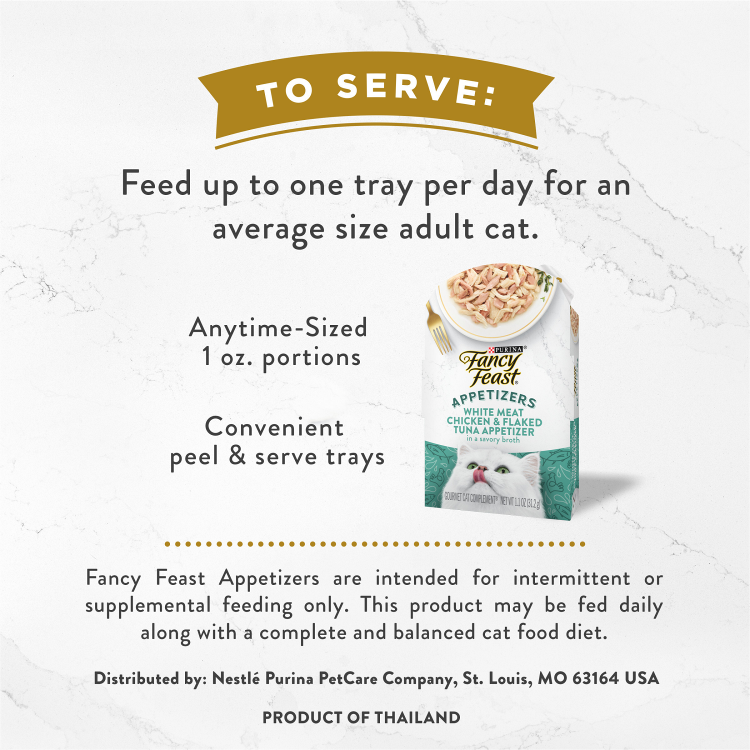 slide 5 of 5, Fancy Feast Purina Fancy Feast Appetizers Lickable Grain Free Wet Cat Food Topper White Meat Chicken and Flaked Tuna Appetizer - 1.1 oz. Tray, 1.1 oz