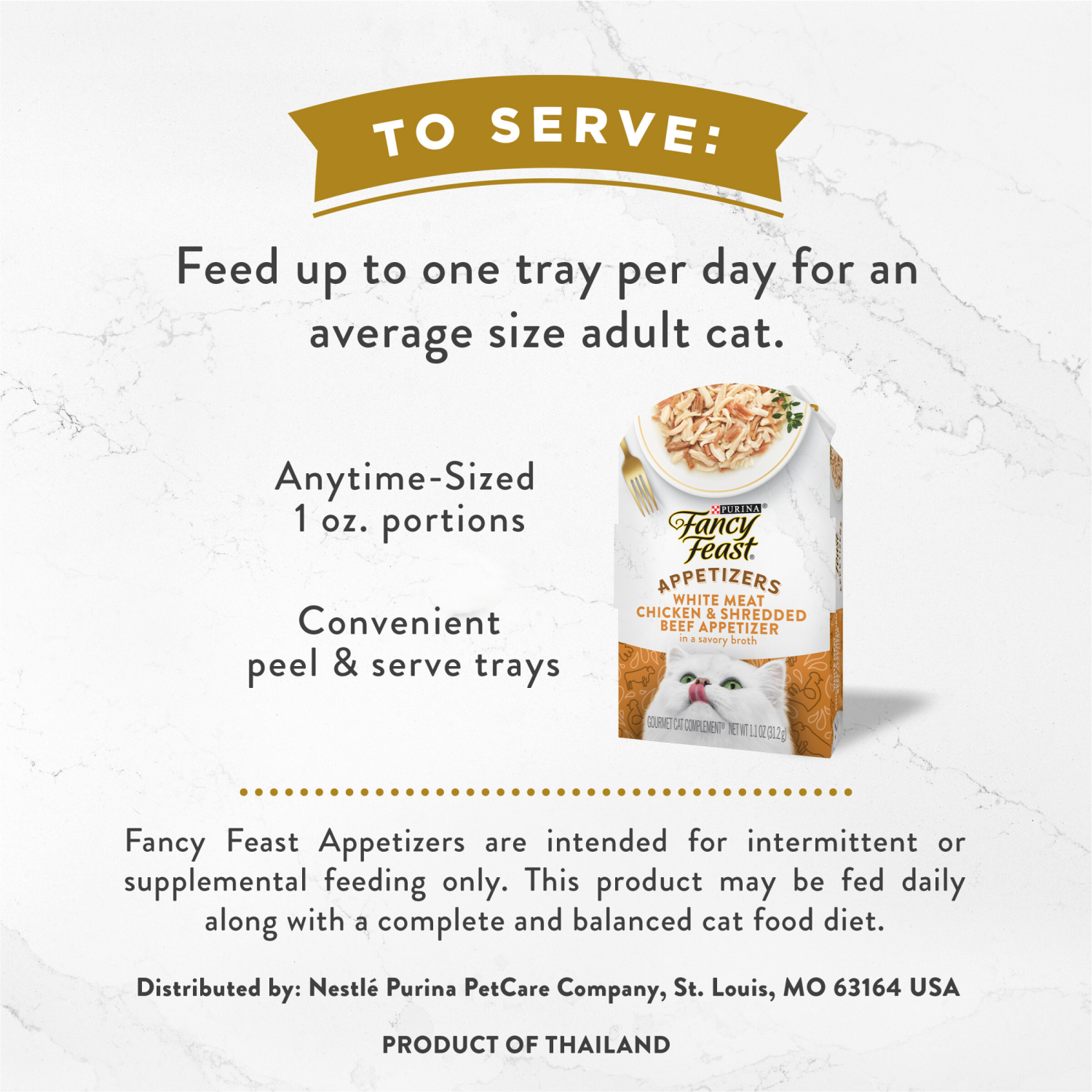 slide 5 of 5, Fancy Feast Purina Fancy Feast Appetizers Lickable Grain Free Cat Food Topper White Meat Chicken and Shredded Beef Appetizer - 1.1 oz. Tray, 1.1 oz