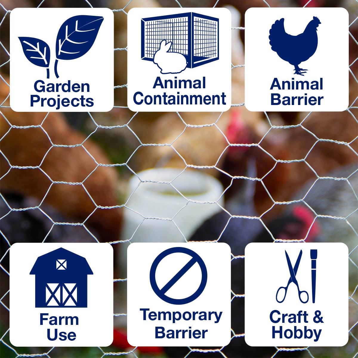 slide 4 of 6, GARDEN CRAFT 50-ft x 3-ft Gray Galvanized steel Chicken Wire Rolled Fencing 1-in - Mesh Size, 1 ct