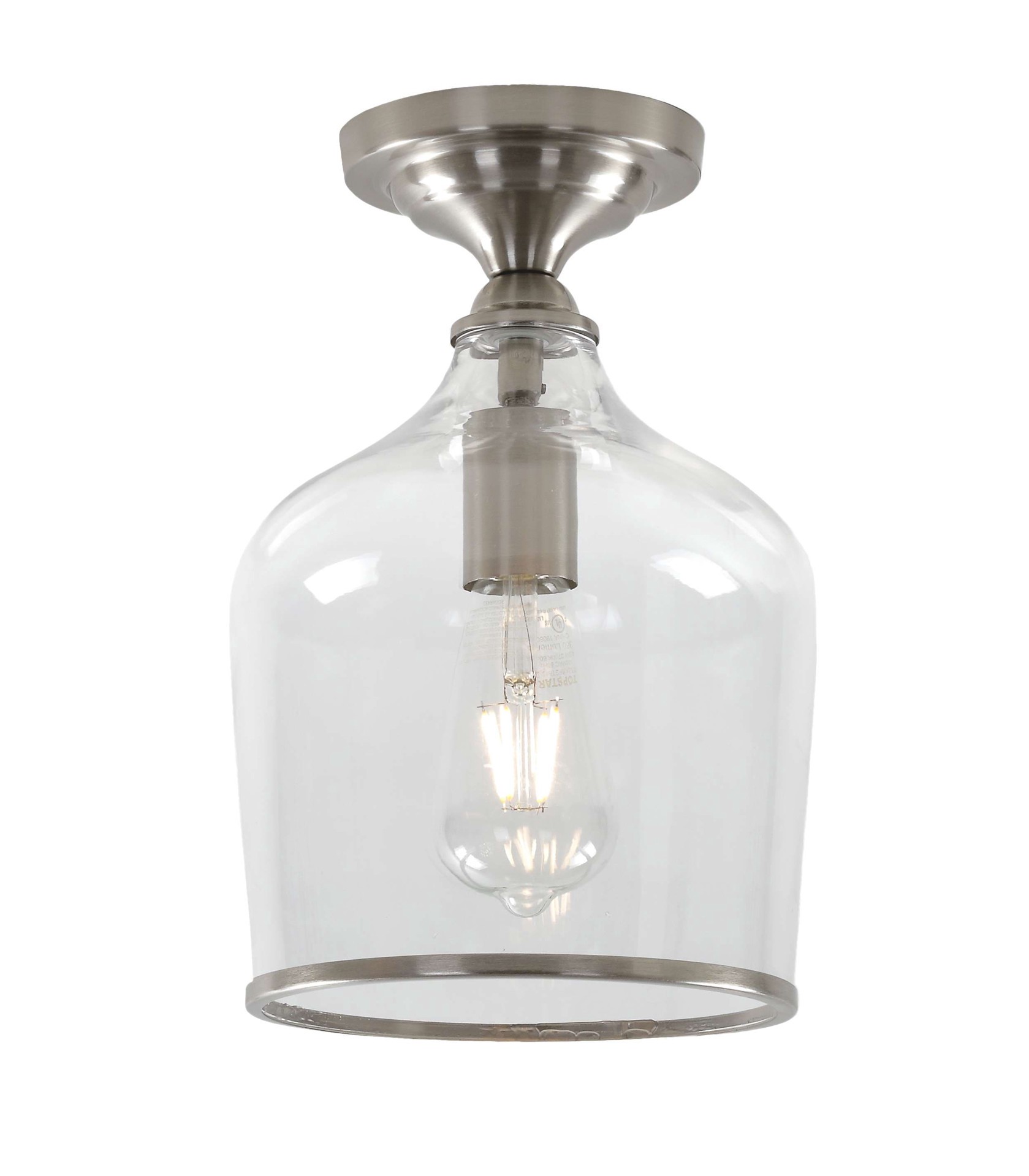 slide 3 of 6, allen + roth Kinston 1 -Light 8-in Brushed Nickel Semi Flush Mount Light, 1 ct