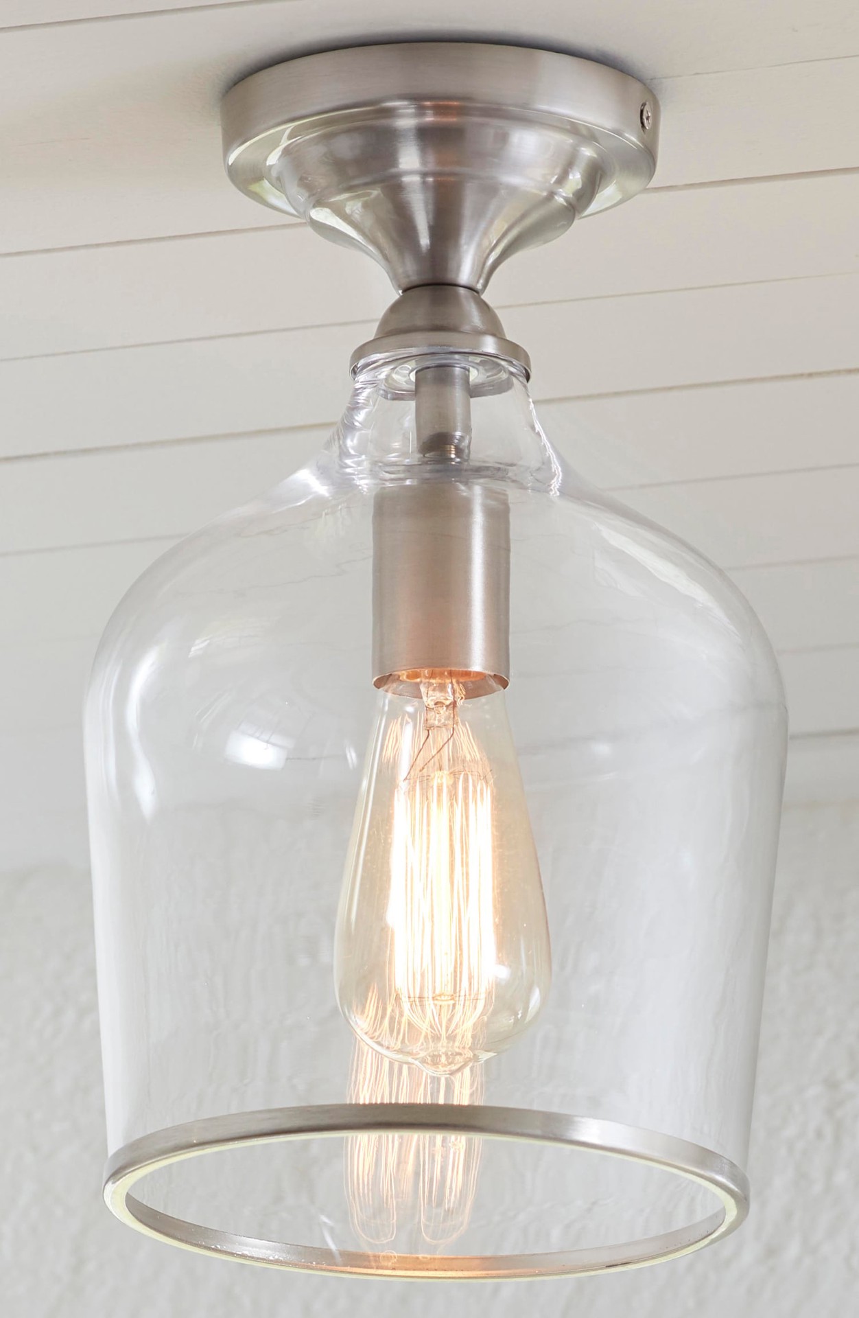 slide 4 of 6, allen + roth Kinston 1 -Light 8-in Brushed Nickel Semi Flush Mount Light, 1 ct