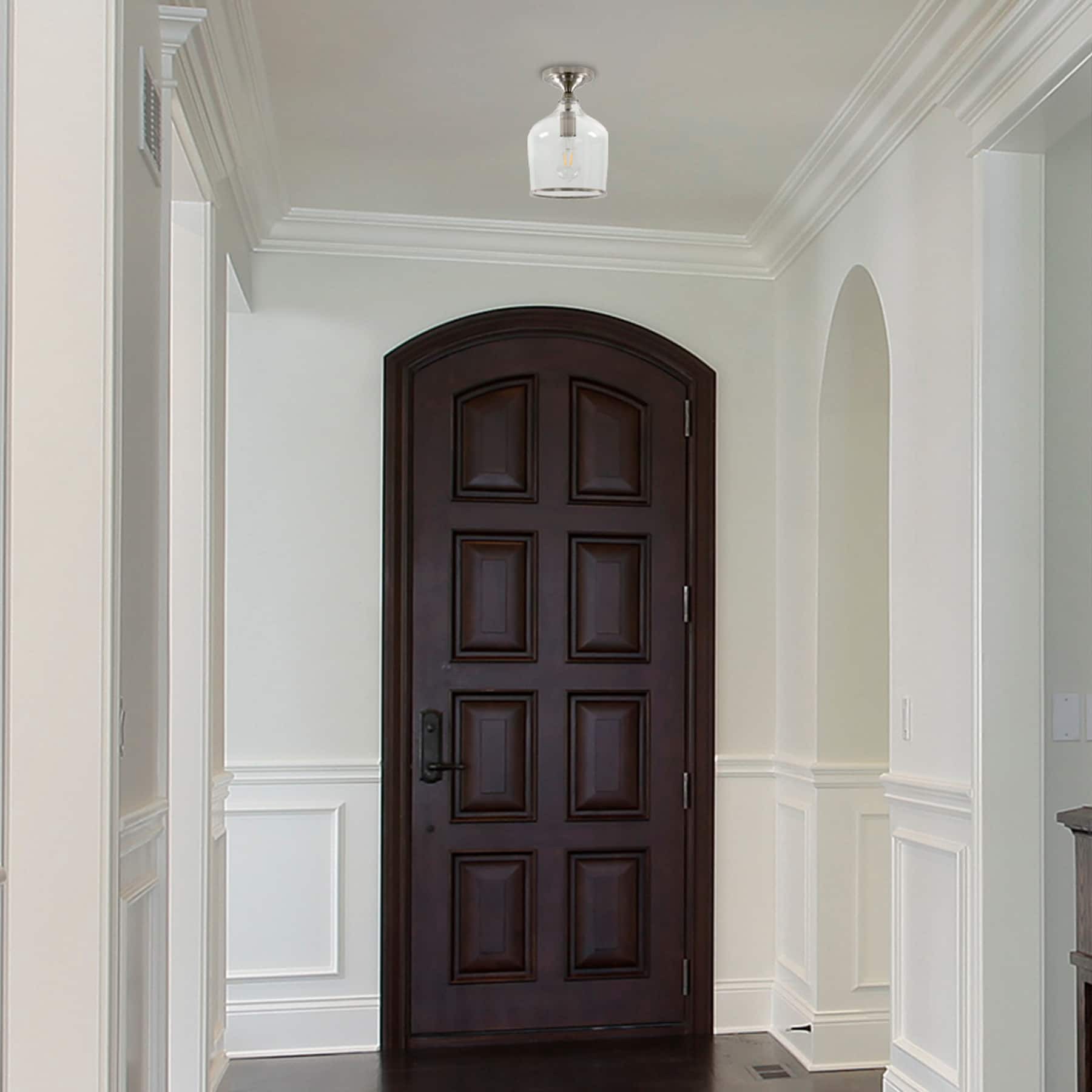 slide 1 of 6, allen + roth Kinston 1 -Light 8-in Brushed Nickel Semi Flush Mount Light, 1 ct