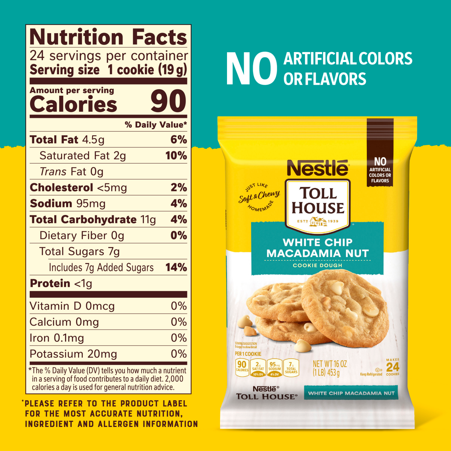 slide 2 of 8, Toll House White Chip Macadamia Nut Cookie Dough 16 oz., 16 oz