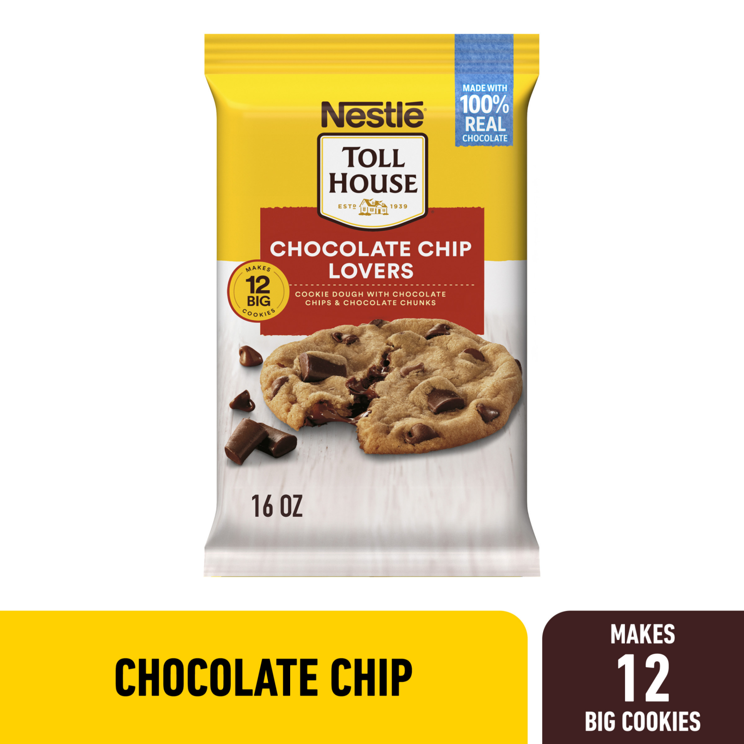 slide 1 of 7, Toll House Chocolate Chip Lovers Cookie Dough 16 oz., 16 oz