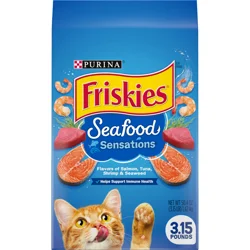 Friskies Purina Friskies Dry Cat Food, Seafood Sensations - 3.15 lb. Bag