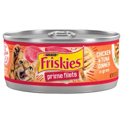 Friskies Purina Friskies Gravy Wet Cat Food, Prime Filets Chicken & Tuna Dinner in Gravy - 5.5 oz. Can