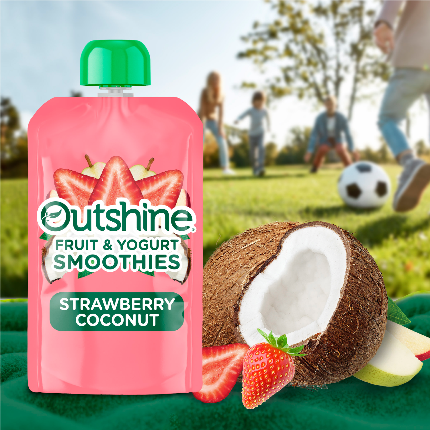 slide 4 of 5, Outshine Fruit & Yogurt Smoothie Strawberry Coconut, 4-Pack of 3.5oz Fruit & Yogurt Pouches, 4 ct