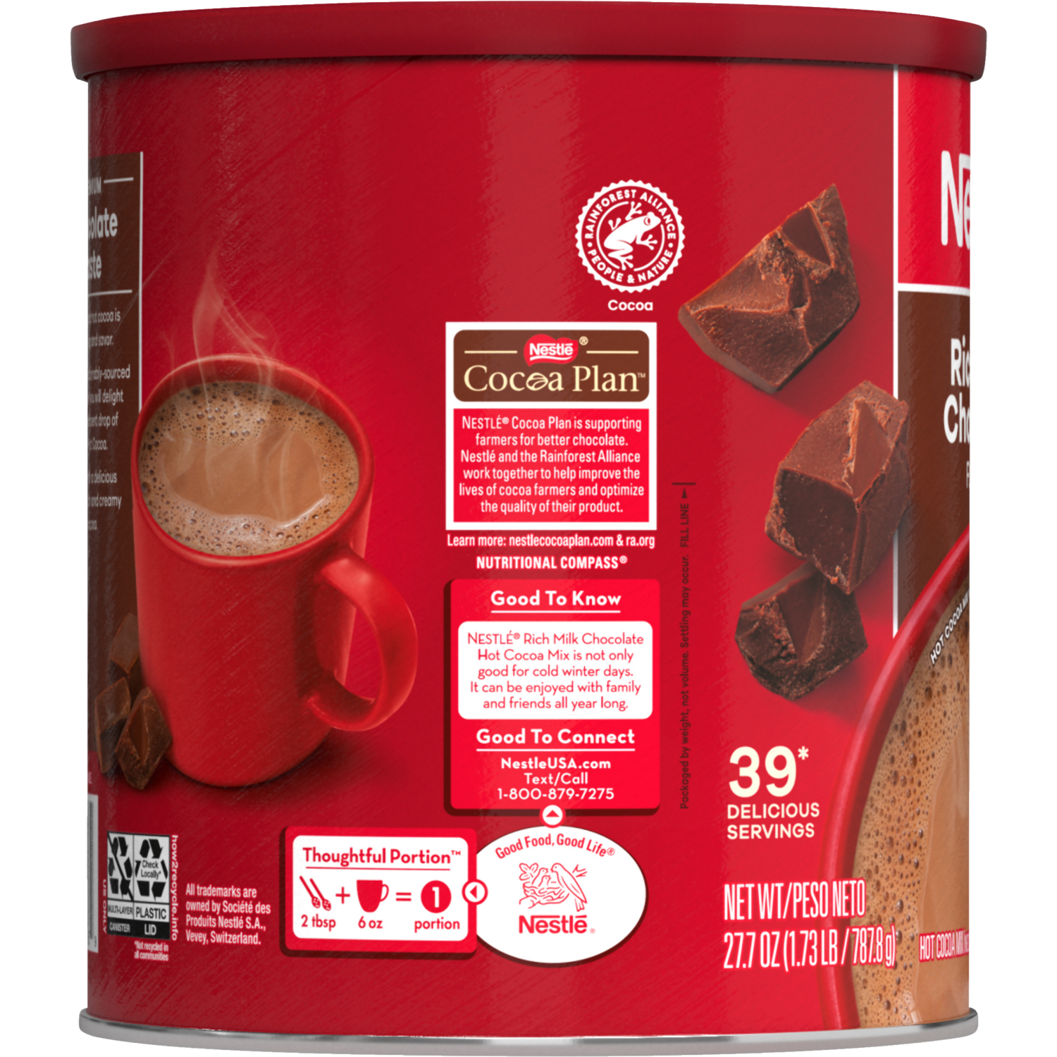 slide 2 of 3, NESTLE HOT COCOA Classic Rich Milk Chocolate Hot Cocoa Mix, 27.7 oz. Canister, 27.7 oz
