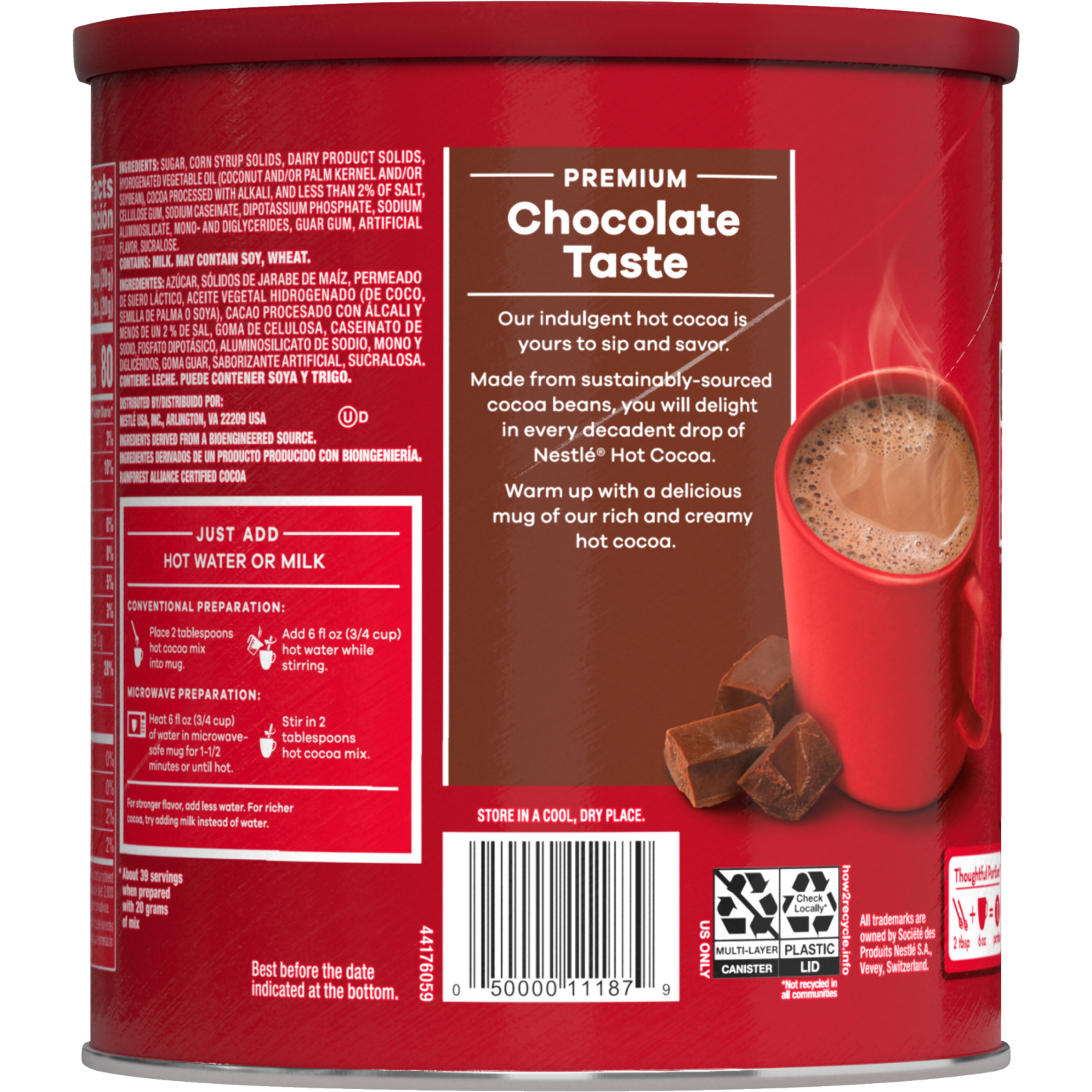 slide 2 of 4, NESTLE HOT COCOA Classic Rich Milk Chocolate Hot Cocoa Mix, 27.7 oz. Canister, 27.7 oz