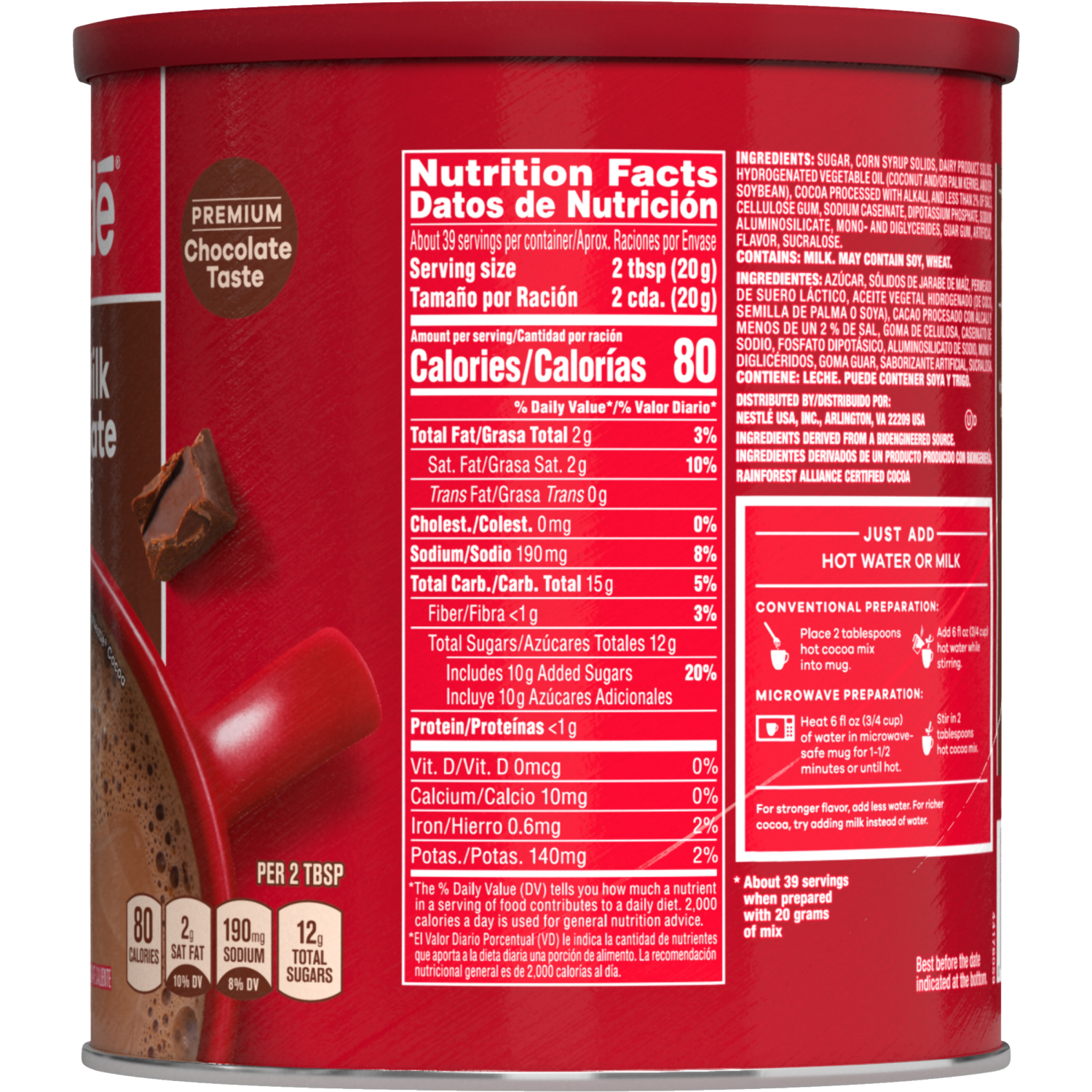 slide 3 of 3, NESTLE HOT COCOA Classic Rich Milk Chocolate Hot Cocoa Mix, 27.7 oz. Canister, 27.7 oz
