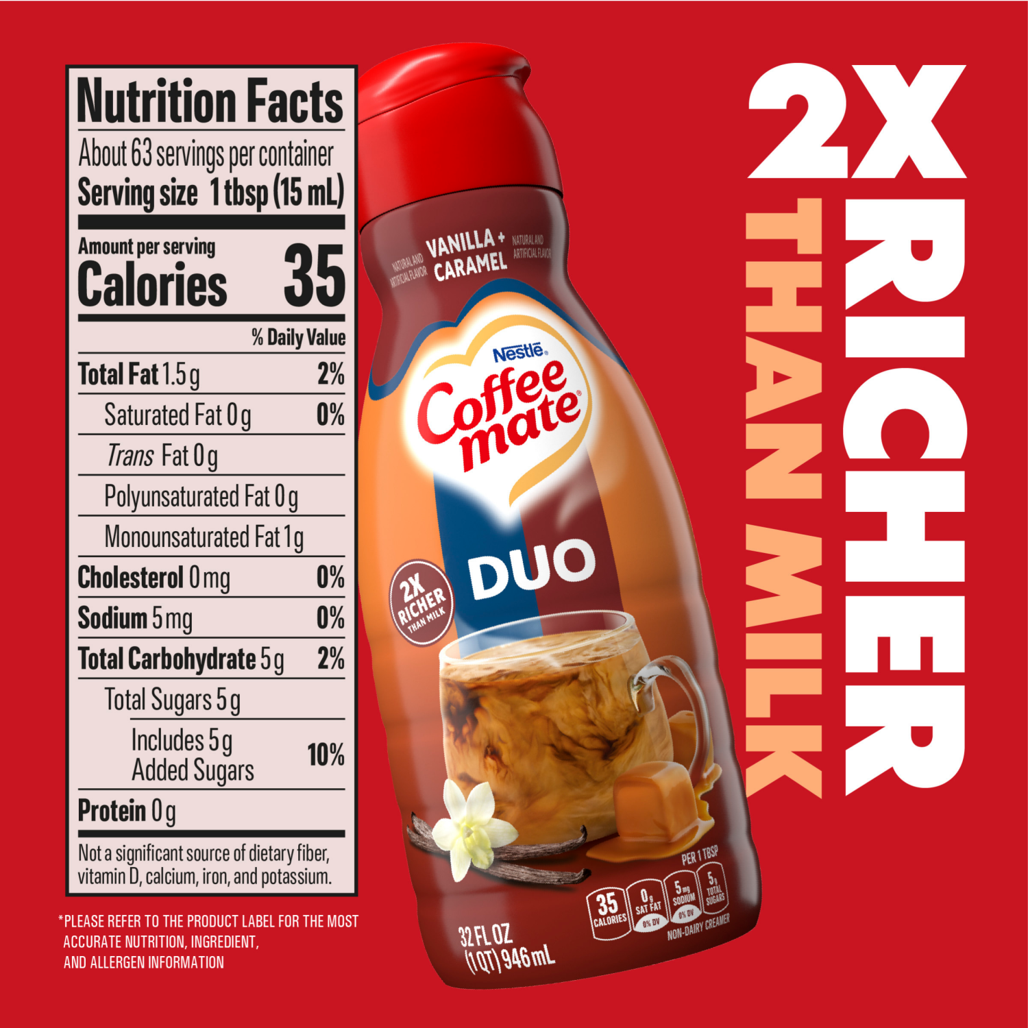 slide 5 of 8, Coffee mate Vanilla Caramel Liquid Coffee Creamer 32 fl oz., 32 fl oz