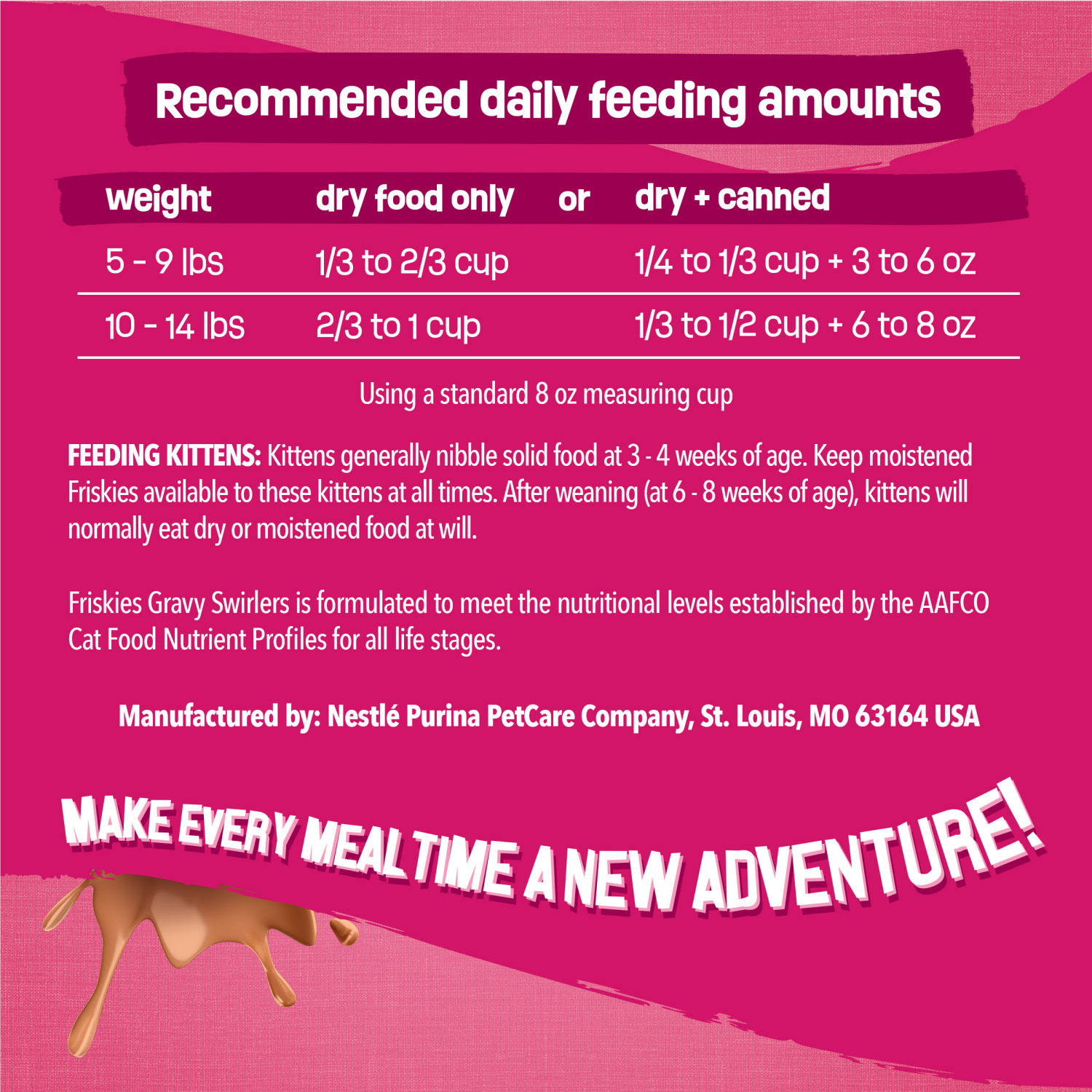 slide 3 of 8, Purina Friskies Dry Cat Food Gravy Swirl'd With Flavors of Chicken, Salmon and Gravy, 50.4 oz