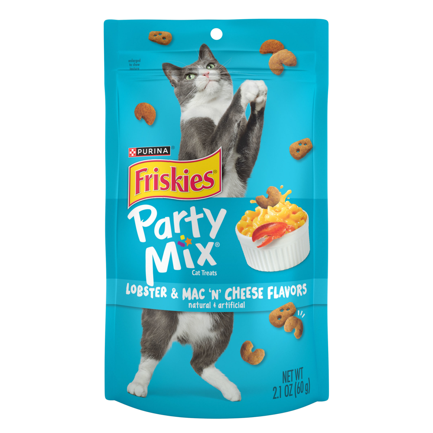 slide 1 of 5, Purina Friskies Cat Treats, Party Mix Lobster & Mac 'N' Cheese Flavors, 2.1 oz