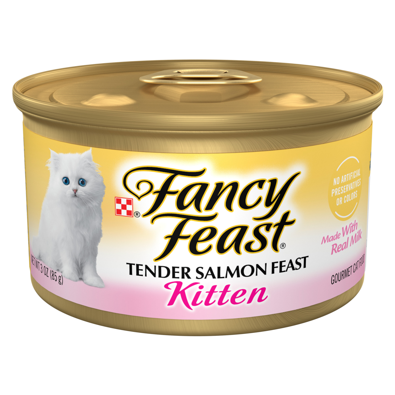 slide 1 of 8, Fancy Feast Purina Fancy Feast Kitten Tender Salmon Feast Wet Kitten Food - 3 oz. Can, 3 oz