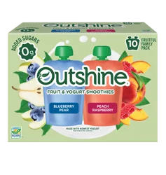 Outshine Fruit & Yogurt Smoothie Variety Pack, 10-Pack of 3.5oz Blueberry Pear & Peach Raspberry Yogurt Pouches