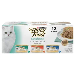 Fancy Feast Purina Fancy Feast Seafood Classic Pate Collection Grain Free Wet Cat Food Variety Pack - (12) 3 oz. Cans