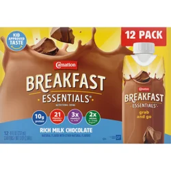Carnation Breakfast Essentials 12 Pack Rich Milk Chocolate Nutritional Drink 12 - 8 fl oz Cartons