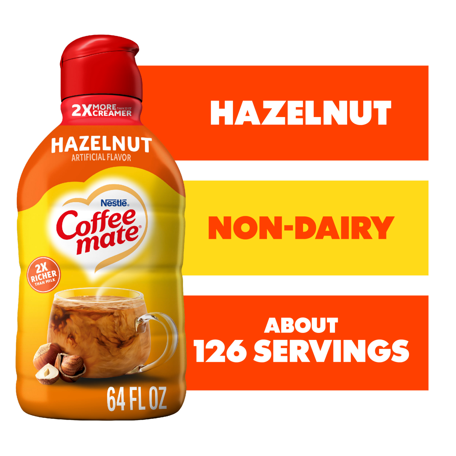 slide 1 of 5, COFFEE-MATE Hazelnut Liquid Coffee Creamer 64 fl oz., 64 fl oz