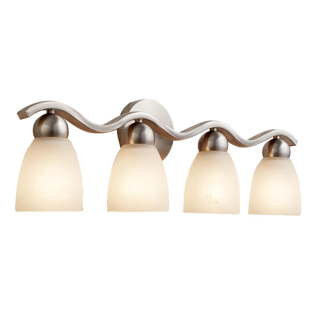 slide 1 of 6, allen + roth Paces 25.7-in 4 -Light Brushed Nickel Modern/contemporary Vanity light, 1 ct