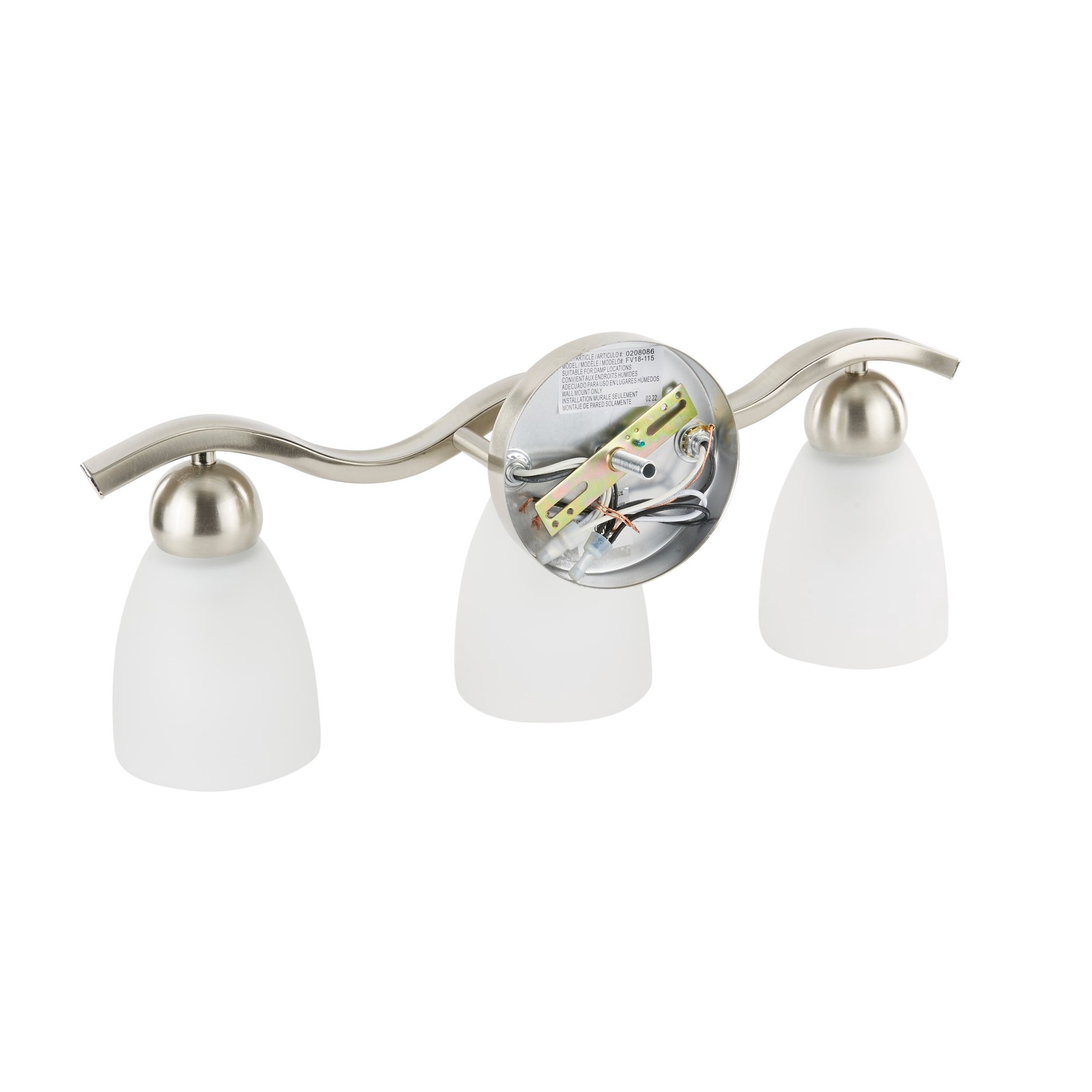 slide 6 of 6, allen + roth Paces 19.2-in 3 -Light Brushed Nickel Modern/contemporary Vanity light, 1 ct