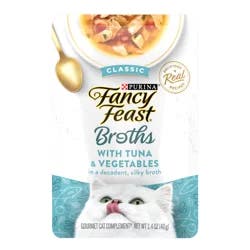 Fancy Feast Purina Fancy Feast Lickable Wet Cat Food Broth Topper Classic Complement Tuna and Vegetable - 1.4 oz. Pouch