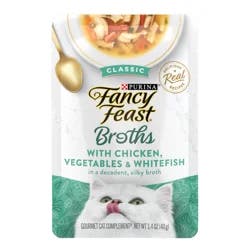 Fancy Feast Purina Fancy Feast Lickable Wet Cat Food Broth Topper Classic, Chicken, Vegetables and Whitefish - 1.4 oz. Pouch