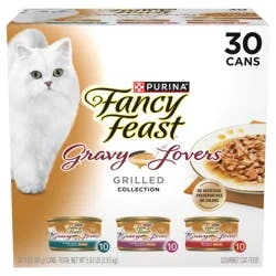 Fancy Feast Purina Fancy Feast Gravy Lovers Poultry and Beef Grilled Gourmet Wet Cat Food Variety Pack - (30) 3 oz. Cans