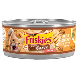 Friskies Purina Friskies Gravy Wet Cat Food, Extra Gravy Chunky With Chicken in Savory Gravy - 5.5 oz. Can