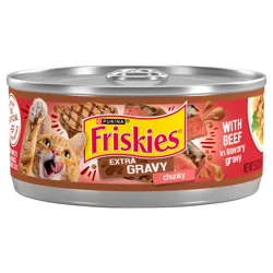Friskies Purina Friskies Gravy Wet Cat Food, Extra Gravy Chunky With Beef in Savory Gravy - 5.5 oz. Can