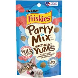 Friskies Purina Friskies Natural Cat Treats, Party Mix Natural Yums With Real Tuna - 2.1 oz. Pouch