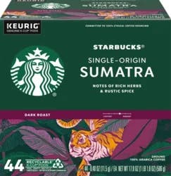 Starbucks K-Cup Coffee Pods—Dark Roast Coffee—Sumatra—100% Arabica—1 box (44 pods)