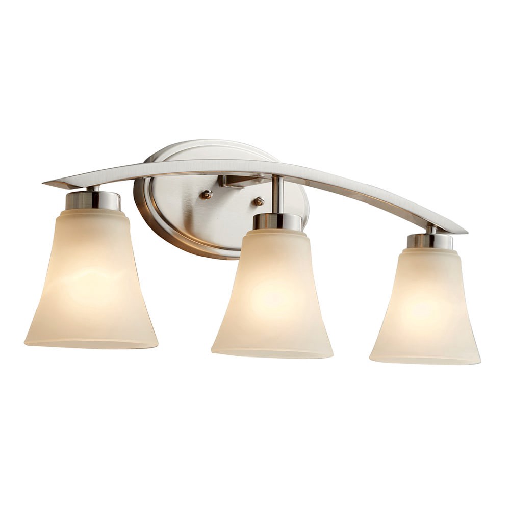 slide 1 of 6, allen + roth Lyndsay 22.7-in 3 -Light Satin Nickel Modern/contemporary Vanity light, 1 ct