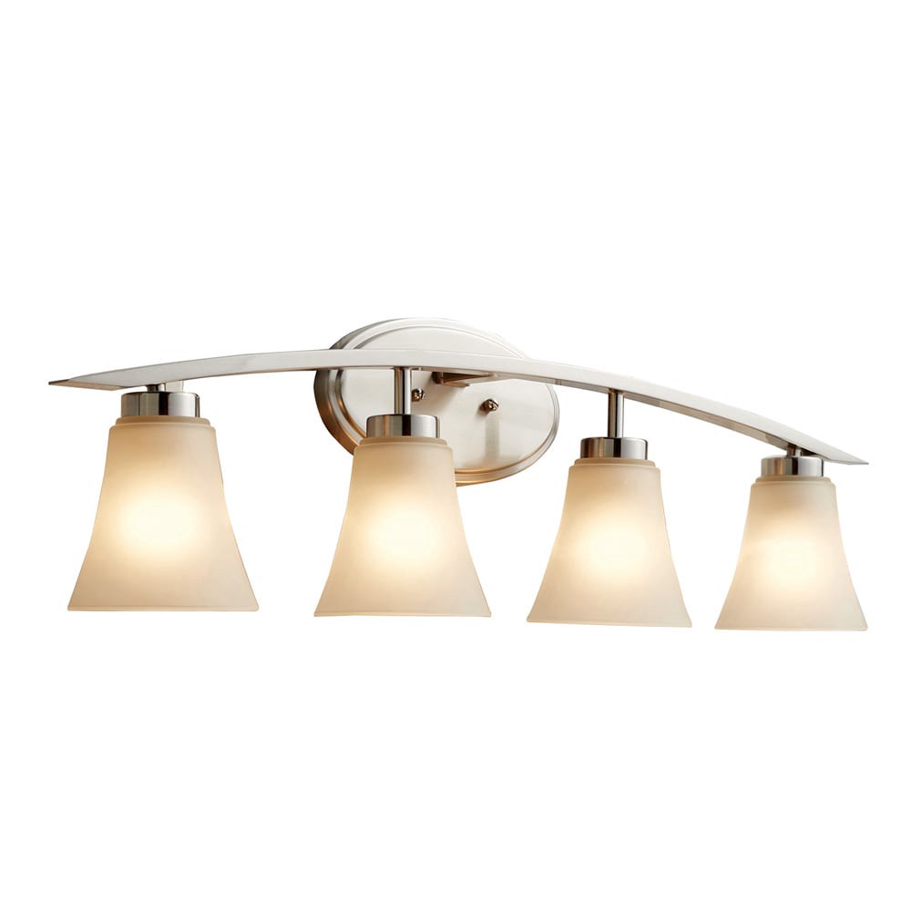 slide 1 of 6, allen + roth Lyndsay 29.7-in 4 -Light Satin Nickel Transitional Vanity light, 1 ct