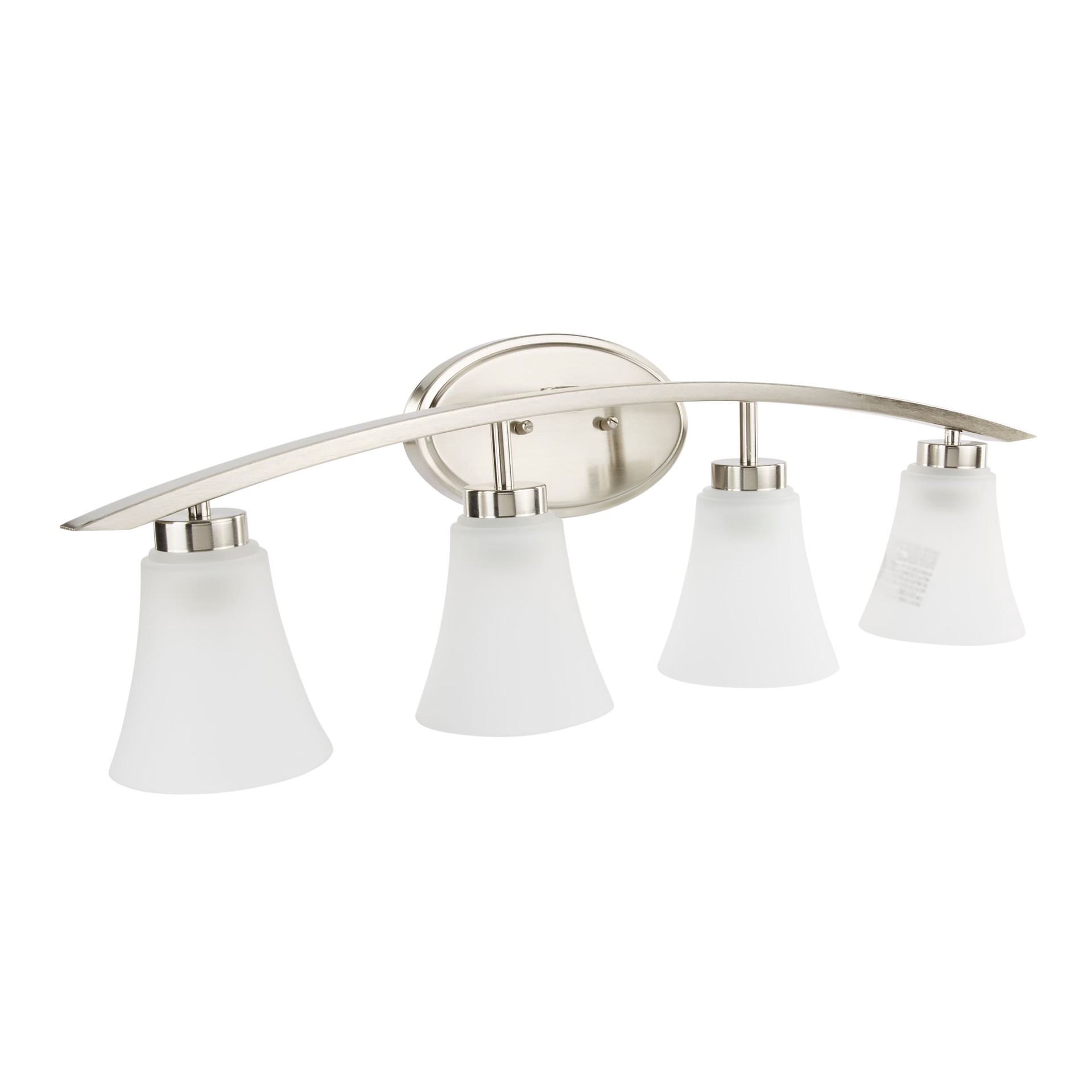 slide 5 of 6, allen + roth Lyndsay 29.7-in 4 -Light Satin Nickel Transitional Vanity light, 1 ct