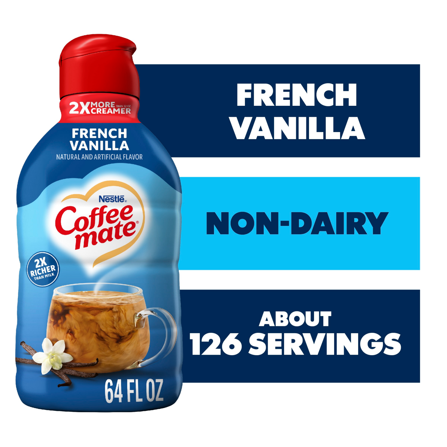 slide 1 of 8, Coffee-Mate Nestle Coffee Mate French Vanilla Liquid Coffee Creamer 64 fl oz., 64 fl oz