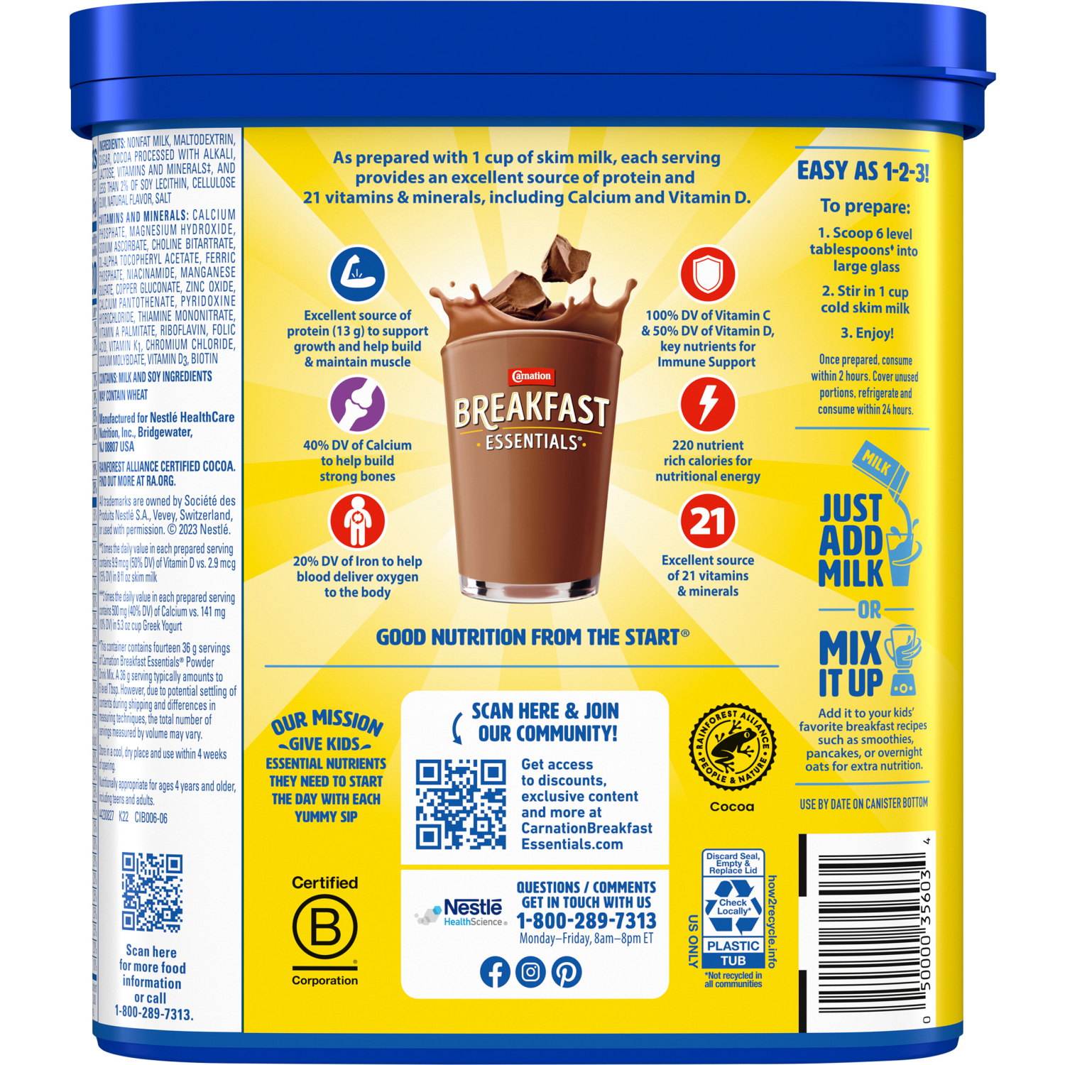 slide 2 of 4, Carnation Breakfast Essentials Rich Milk Chocolate Nutritional Powder Drink Mix 17.7 oz, 17.7 oz