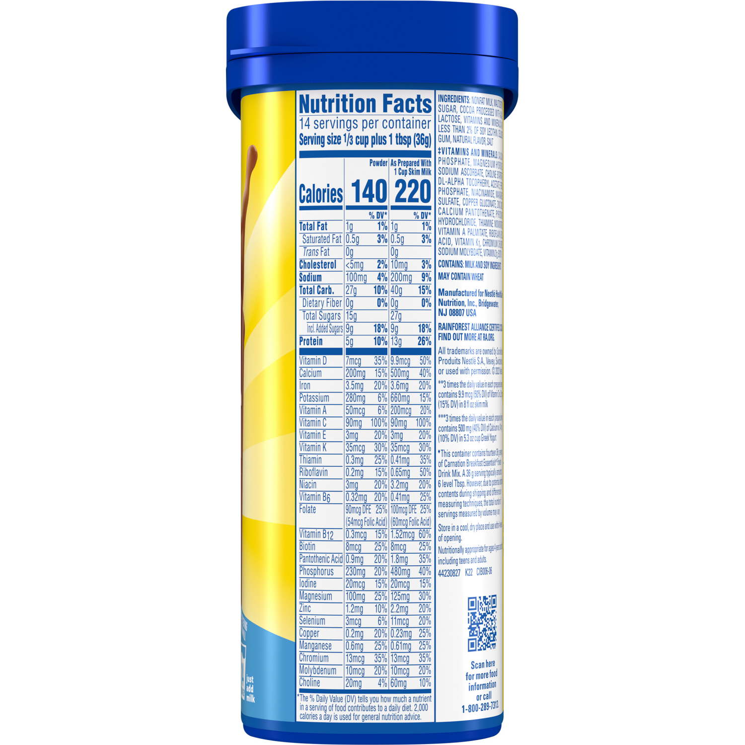 slide 4 of 4, Carnation Breakfast Essentials Rich Milk Chocolate Nutritional Powder Drink Mix 17.7 oz, 17.7 oz