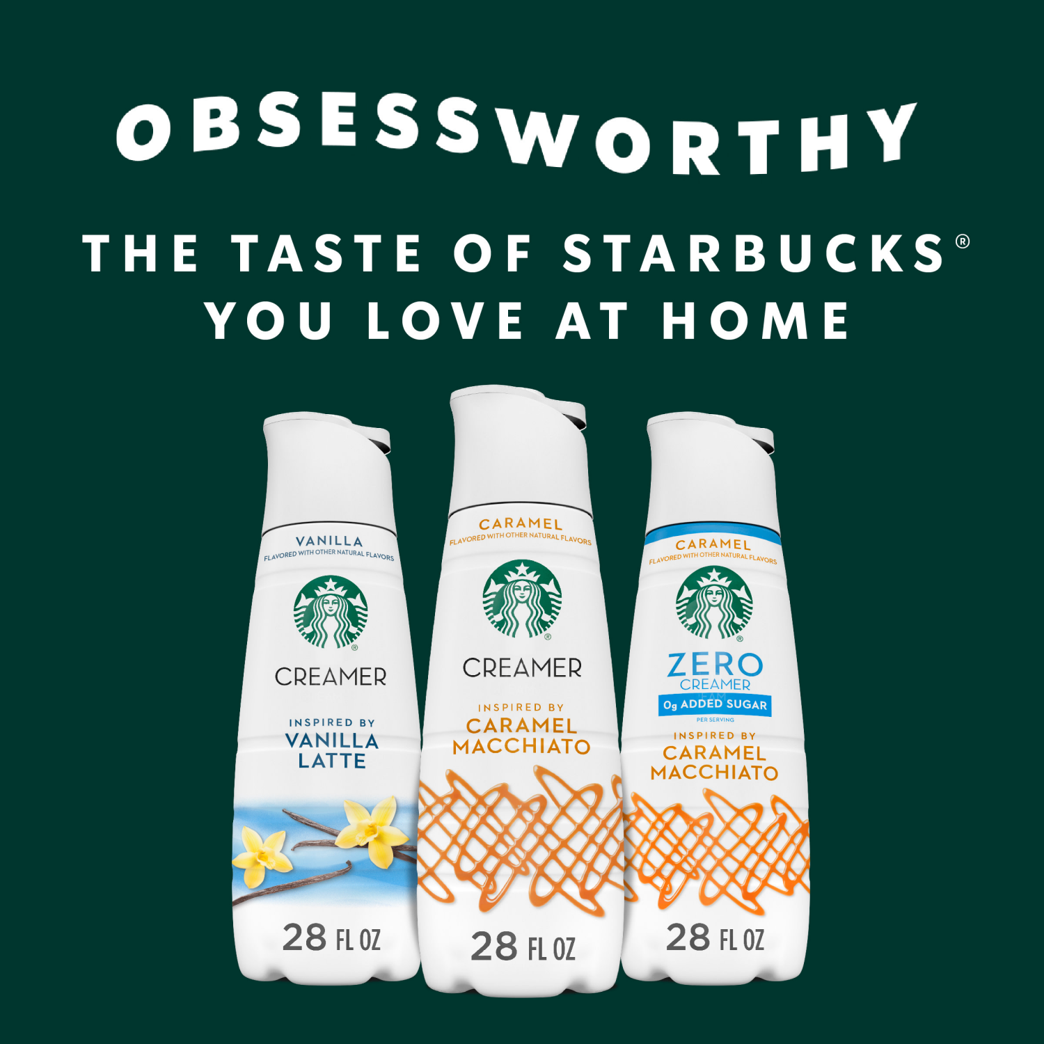 slide 2 of 8, Starbucks Caramel Flavored Coffee Creamer, Inspired by Caramel Macchiato, 28 fl oz