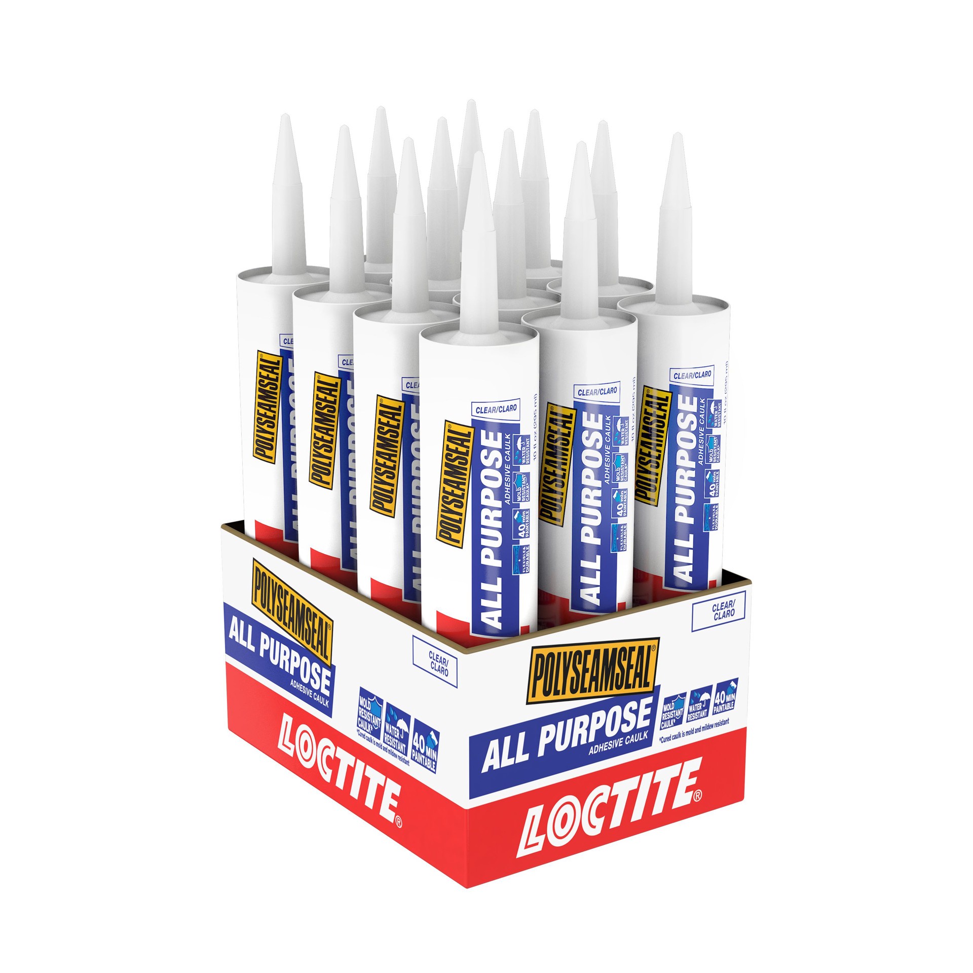 slide 4 of 6, LOCTITE Polyseamseal All Purpose 10-oz Paint and Trim Clear Paintable Latex Caulk, 1 ct